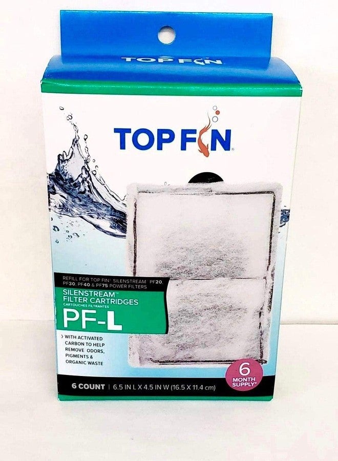 Top Fin عبوات إعادة تعبئة خراطيش فلتر Top Fin Silenstream الكبيرة PF-L لمرشحات الطاقة PF30 و PF40 و PF75 مقاس 6.5 بوصة × 4.5 بوصة - (6 قطع) - Image 1